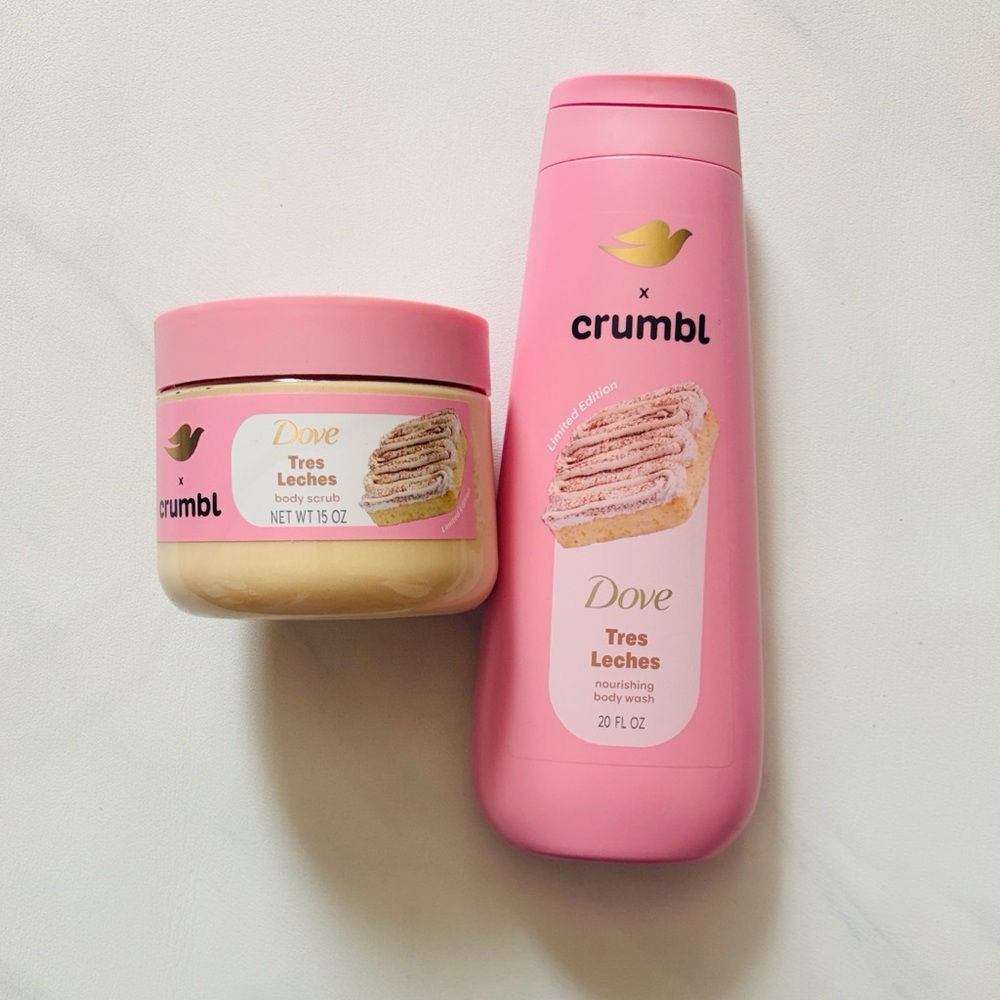 NEW Dove x Crumbl Tres Leches Body Wash & Scrub